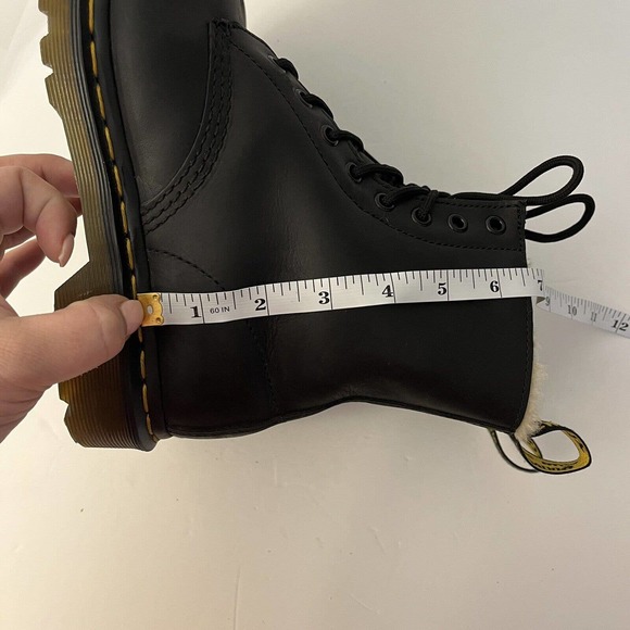 Dr Martens Boots Size 8 Black Leather 1460 Serena Faux Fur Lined Lace Up - Picture 14 of 14